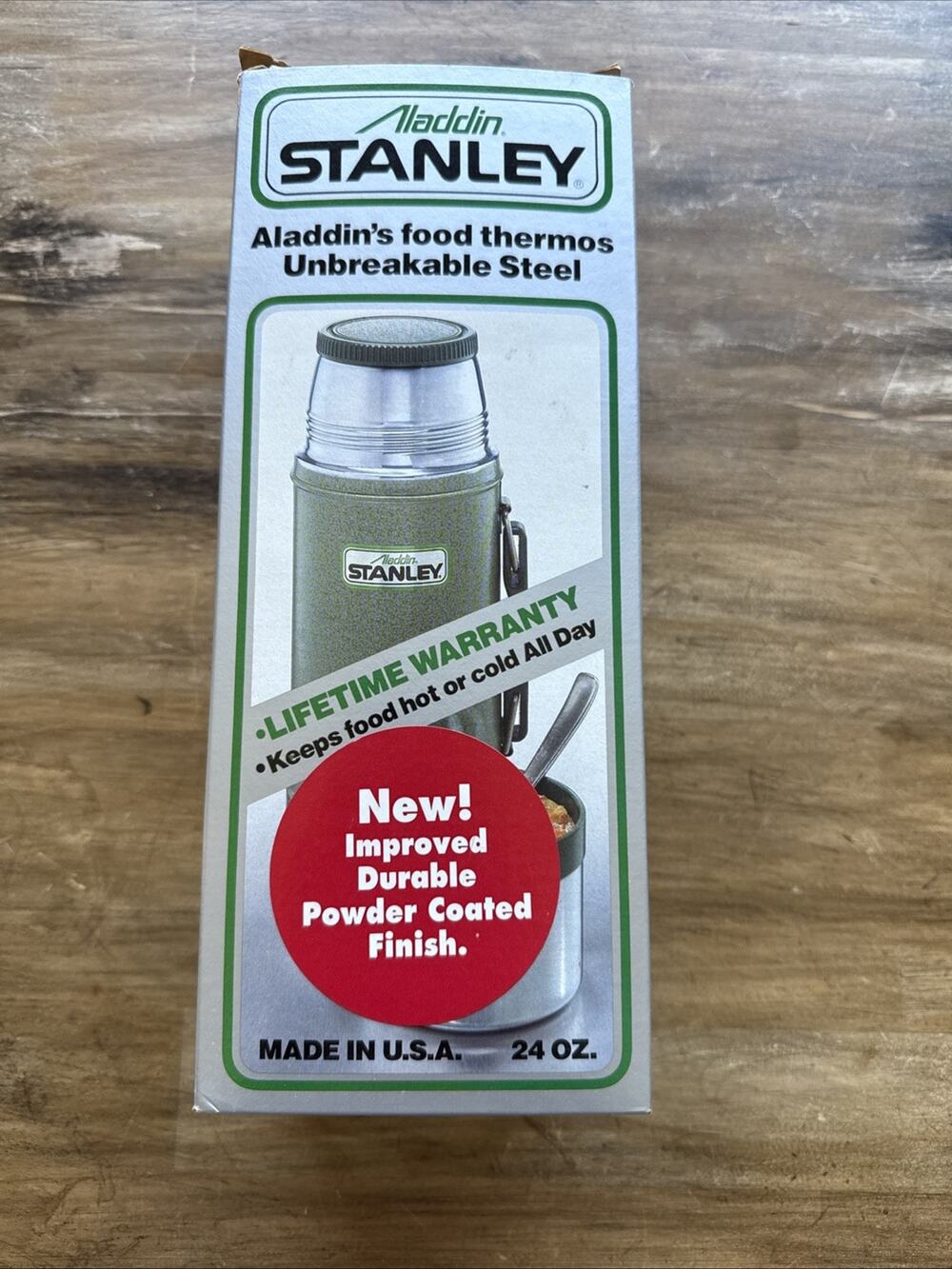 Vintage Aladdin Stanley NO‑A‑1350B 24oz Wide Mouth Thermos Green PourThrough NEW